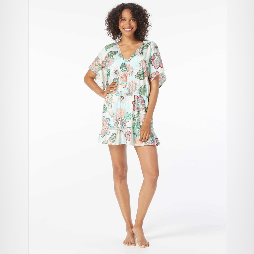 Coco Reef Adorn Cover Up V-Neck Dress - Tropical Lotus Ivory.     Large      NWT